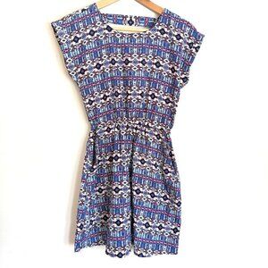 Pink Republic | Short Sleeve Geometric Print A Line Dress Size XS